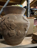 Large Sculptural Vase/Planter With Foliage Accents