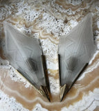 Paris Flea Market, Art Deco Brass Sconces With Detailed Glass