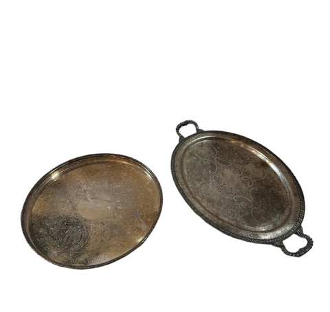 Pair of Large Etched Decorative Trays