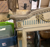 Large Vintage Table Mirror With Blue and Gold Accents