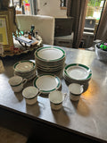 Ceramic Majesty Plate Set With Malachite and Gold Designs- Set of 30