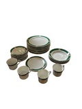 Ceramic Majesty Plate Set With Malachite and Gold Designs- Set of 30