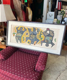 1970s Original Art Oil, Moving Figures Framed