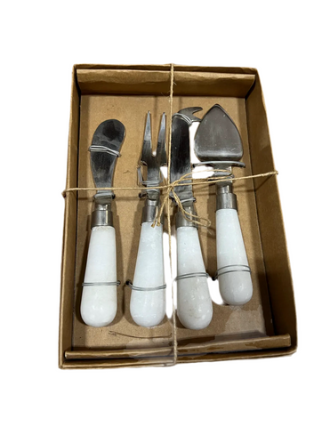 Kitchen Serving Utensils With White Ceramic Handles in Decorative Packaging