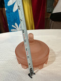 Art Deco Frosted Pink Depression Glass Catchall and Lid With Bust Details