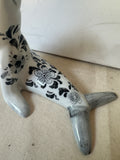 Ceramic Chinoiserie Painted Dolphin Figurine