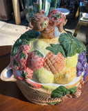 Vintage Ceramic Teapot With Fruit and Teddy Bear Accents