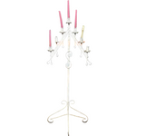 Tall Vintage White Metal Standing Candelabra