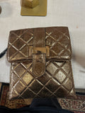 Gold Flat Mellow World Crossbody Purse With Buckle