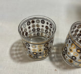 Pair of 1970s Georges Briard Gold, Black, and White Lowball Glasses