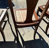 Vintage Wooden Dining Chairs With Studded Cushions- Set of 6