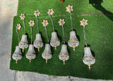 Vintage Gold Metal and Crystal Collection of Baby Pendant Lights- Set of 9