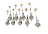 Vintage Gold Metal and Crystal Collection of Baby Pendant Lights- Set of 9