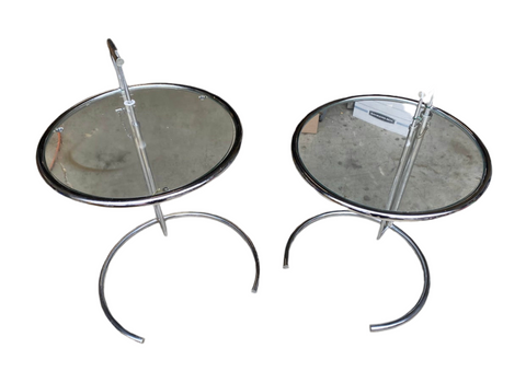 1970s Eileen Gray Chrome Side Tables - a Pair