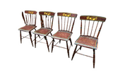 Collection of Hand Painted Plank Seat Chairs - Set of 4