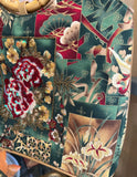 80s Vintage Floral Purse With Bamboo Handles