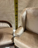 Champagne Colored Velvet, Upholstered Pair of Miniature Chairs
