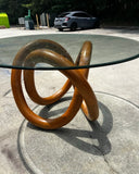 Wooden Knot Dining Table With Glass Top