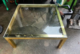 Gold Square Coffee Table With Glass Top Pierre Cardin Style