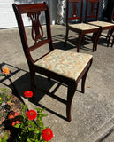 Antique Harp Lyre Back Wooden Dining Chairs- Set of 4