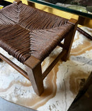 Vintage Wood and Wicker Scandinavian Petite Stool