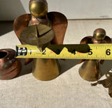 Collection of Copper Angel Figure Candleholders and Decorative Teapot