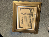 Small Signed Gold Framed Farmhouse and Foliage Landscape Painting on Canvas