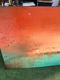 Orange and Turquoise Abstract Style Painting on Canvas