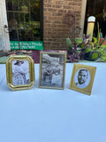 Trio of Small Gold Picture Frames With Vintage Photos