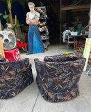 Chanel Inspired Dark Blue Navy Upholstered Wheat Swiveling Chairs