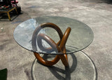 Wooden Knot Dining Table With Glass Top