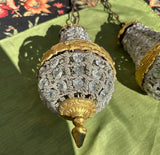 Pair of Gold and Crystal Pendant Lights