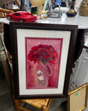 Vintage Red and Pink Floral Framed Print