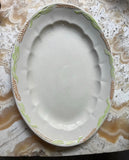 1970s White Ceramic Oval Platter With Wheat Details on Rim