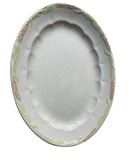 1970s White Ceramic Oval Platter With Wheat Details on Rim