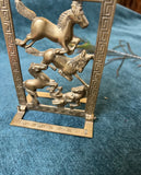 Brass Equestrian Bookend With Greek Key Accents