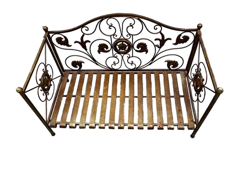 Small Gold Metal Vintage Detailed Dog Bed