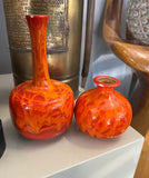 Pair of Vintage Orange Ceramic Vases