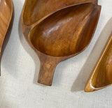Trio of Wooden Hand Carved Leaf Catchalls