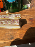 Small Ceramic Catchall With Matching Lid and Gold Accents