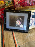Abstract Colorful Audrey Hepburn Print in Light Bulb Black Frame