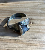 Small Vintage Roger and Sonaa Silver Wrist Cuff With Stone