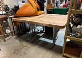 Vintage Mid-Century Chrome and Laminate Dining Table With Extended Leaf