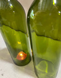 Pair of Green Glass Bottle Candle Accessories