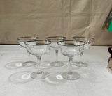 1970s Collection of Silver Rimmed Champagne Glasses- Set of 5