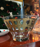 Green and Gold Mid Century Glass Bowl