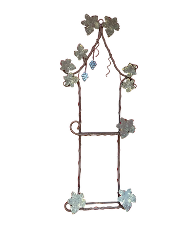 Vintage Metal Wall Hanging Plate Holder With Leaf and Grape Details