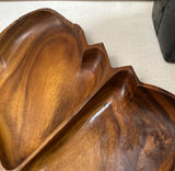 Wooden Hand Carved Leaf Large Tray