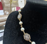 Vintage Mixed Metal Flower Charm and Pearl Necklace