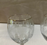 Pair of Gold Rimmed Christmas Themed Wine Glasses